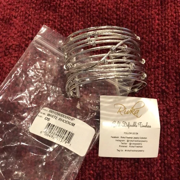 NWT White Rhodium Clad Cuff Bracelet - Picture 7 of 9